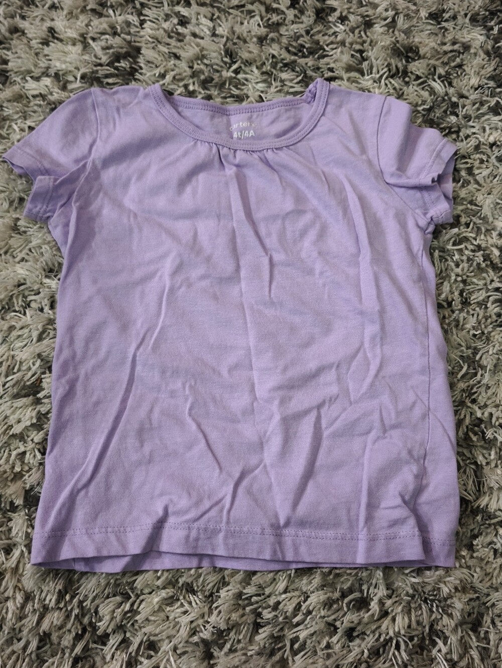 Carter’s Girls 4T Purple Lavender Short Sleeve Gathered Neck T-Shirt